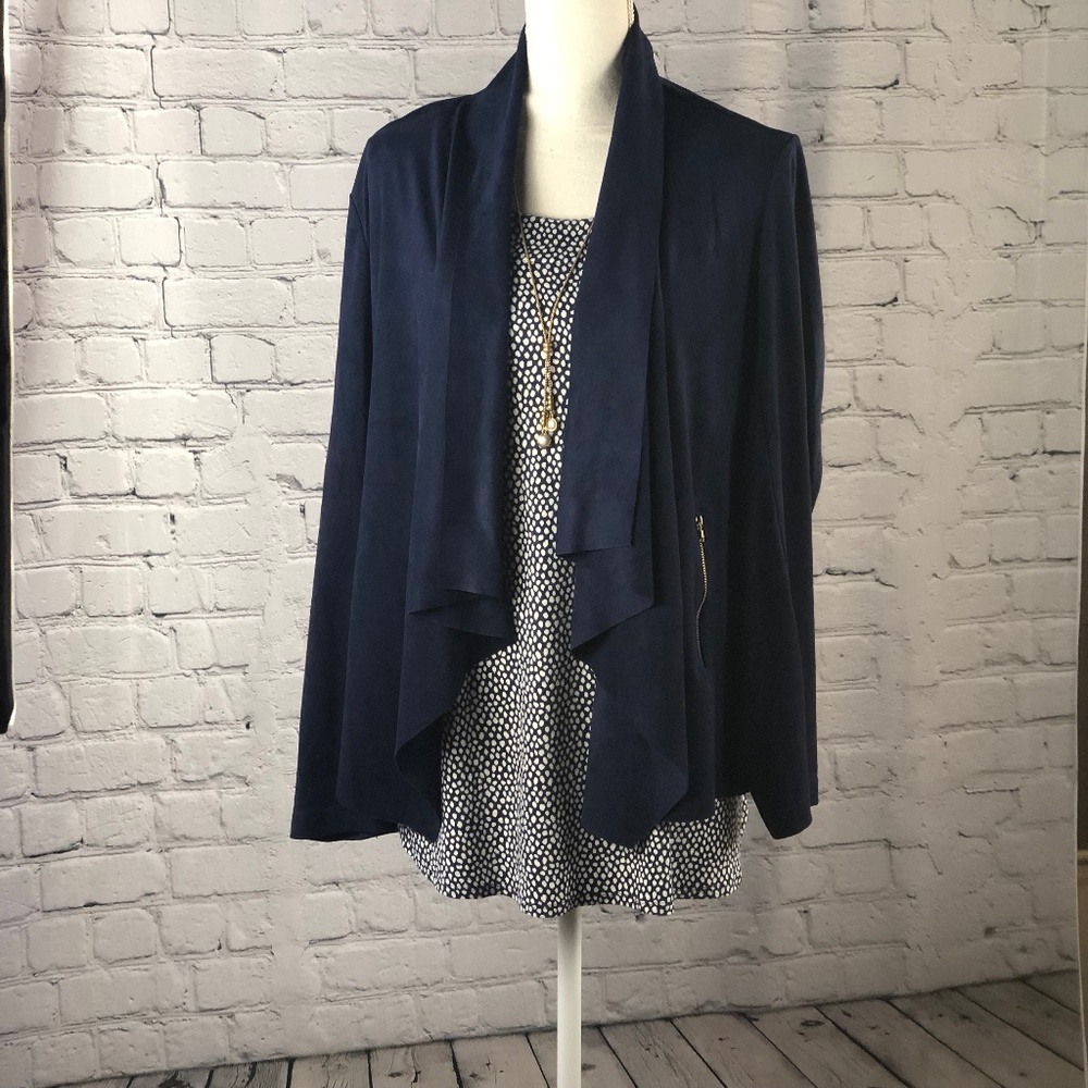 Dana Buchman Navy Microfiber Jacket Size Large